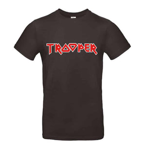 Front view of Iron Maiden Trooper T-shirt by Nils Oscar, featuring bold Trooper logo across the chest.