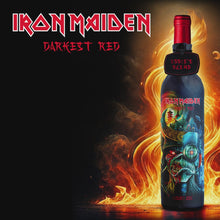 Loading and playing videos in the gallery viewer, Promotional video featuring Iron Maiden Darkest Red wine, Eddie’s Blend, with a fiery background and the iconic Iron Maiden logo.
