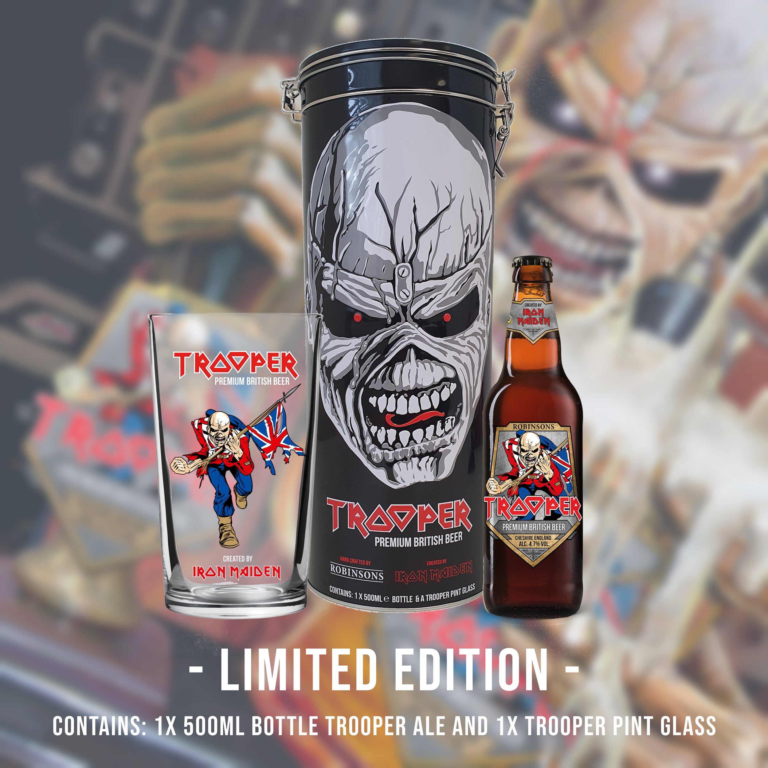 Iron outlet Maiden Official Trooper Beer Glasses. Hallowed Chalice and Trooper Pint Glass. Brand New Limited Edition Collectable Set. Last One!!